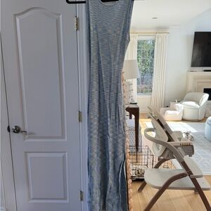 Elan Blue and Cream Midi Dress